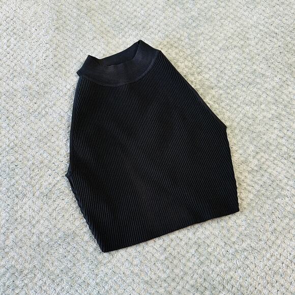 Aritzia Tops - ARITZIA BABATON Black Ribbed high neck sleeveless crop tank top s